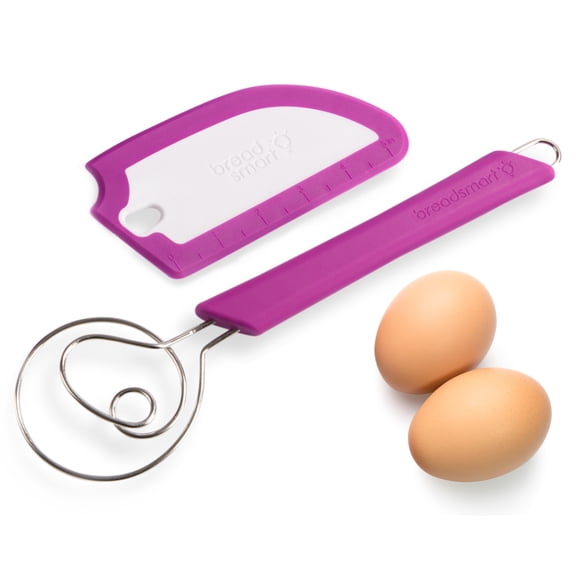 Breadsmart Artisan Bread Whisk and Bench Scraper Duo - Essential Bread Mixing Tools - Quality Home Bread Making Utensils
