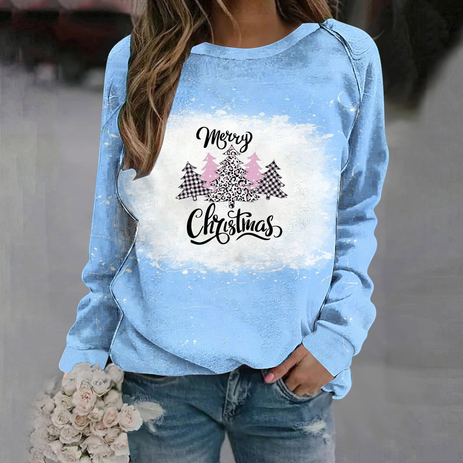 Funny Christmas Sweatshirt For Women - "It's Fine I'm Fine" Xmas Lights Graphic Pullover, Lightweight & Soft