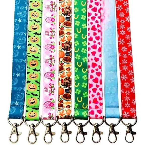 Break Away Holiday Themed Set of 8 Lanyard Key Chain Id Badge Holder$$Office