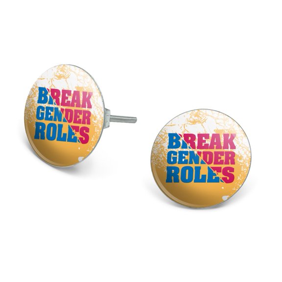 Break Gender Roles Novelty Silver Plated Stud Earrings