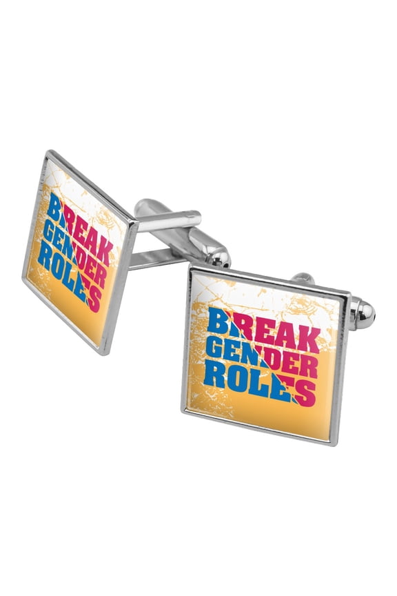 Break Gender Roles Square Cufflink Set - Silver or Gold