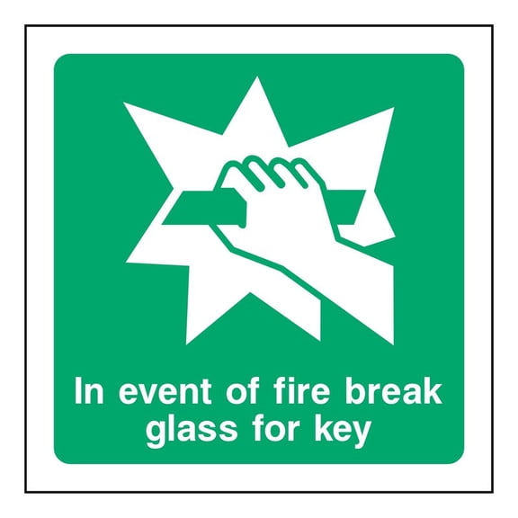 Break Glass for Key Sign Size: 12 inch x 12 inch
