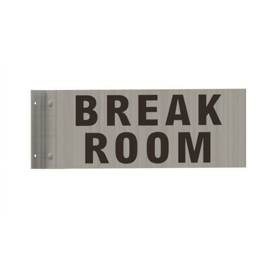 Break Room Sign -Two-Sided/Double Sided Projecting, Corridor and Hallway Sign (Aluminum, Silver, 4x12 Inch)-The Hallway Line(ref062022)