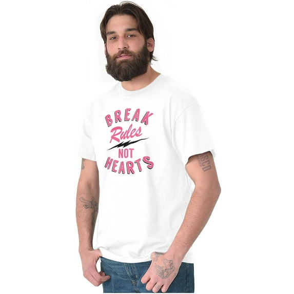 Break Rules Not Hearts Valentines Day Men's Graphic T Shirt Tees Brisco Brands M
