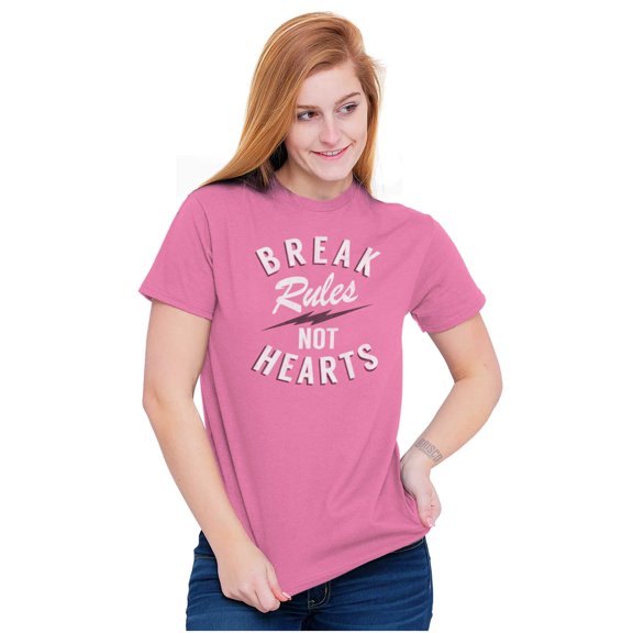 Break Rules Not Hearts Valentines Day Plus Size Crewneck Graphic Tee Shirt Brisco Brands 2X