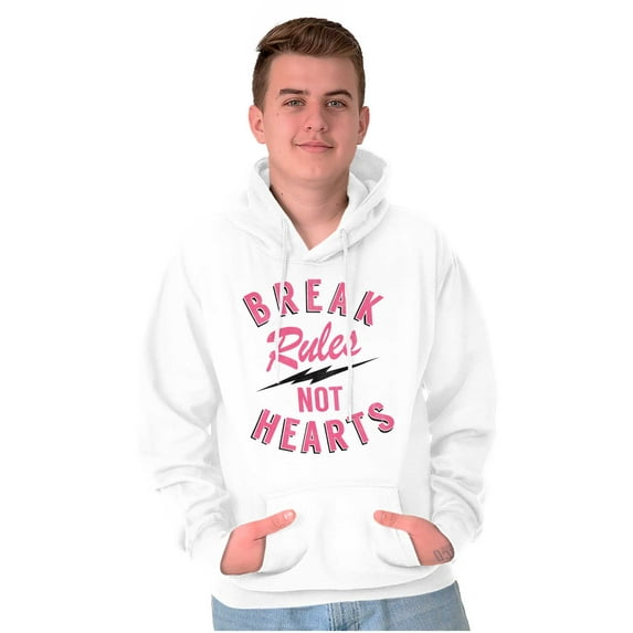 Break Rules Not Hearts Valentines Day Unisex Plus Fleece Graphic Hoodie Brisco Brands 4X