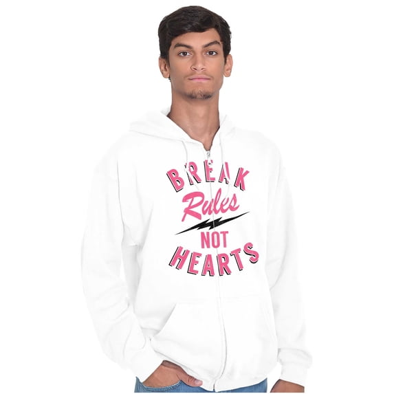 Break Rules Not Hearts Valentines Day Zip Up Hoodie Men's Women's Brisco Brands L