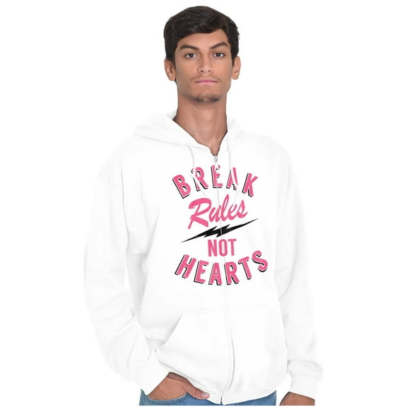 Break Rules Not Hearts Valentines Day Zip Up Hoodie Men's Women's Brisco Brands M