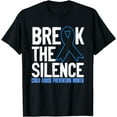 thumbnail image 1 of Break The Child Abuse Silence Prevention Month Blue Ribbon T-Shirt, 1 of 4