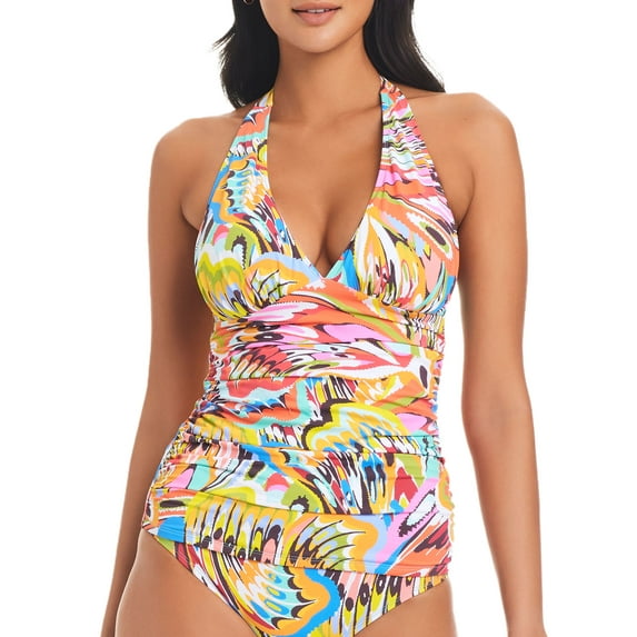 Bleu Rod Beattie MULTI Break the Mold Halter Tankini Swim Top, US 6