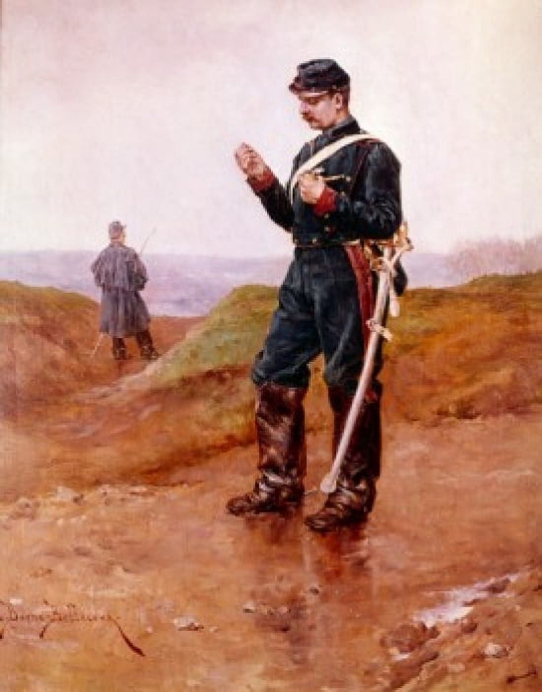 Break The (Prussian Infantry Man Smoking) Berne-Bellecour Etienne P (1838-1910French) Canvas Art - Etienne P Berne-Bellecour (18 x 24)