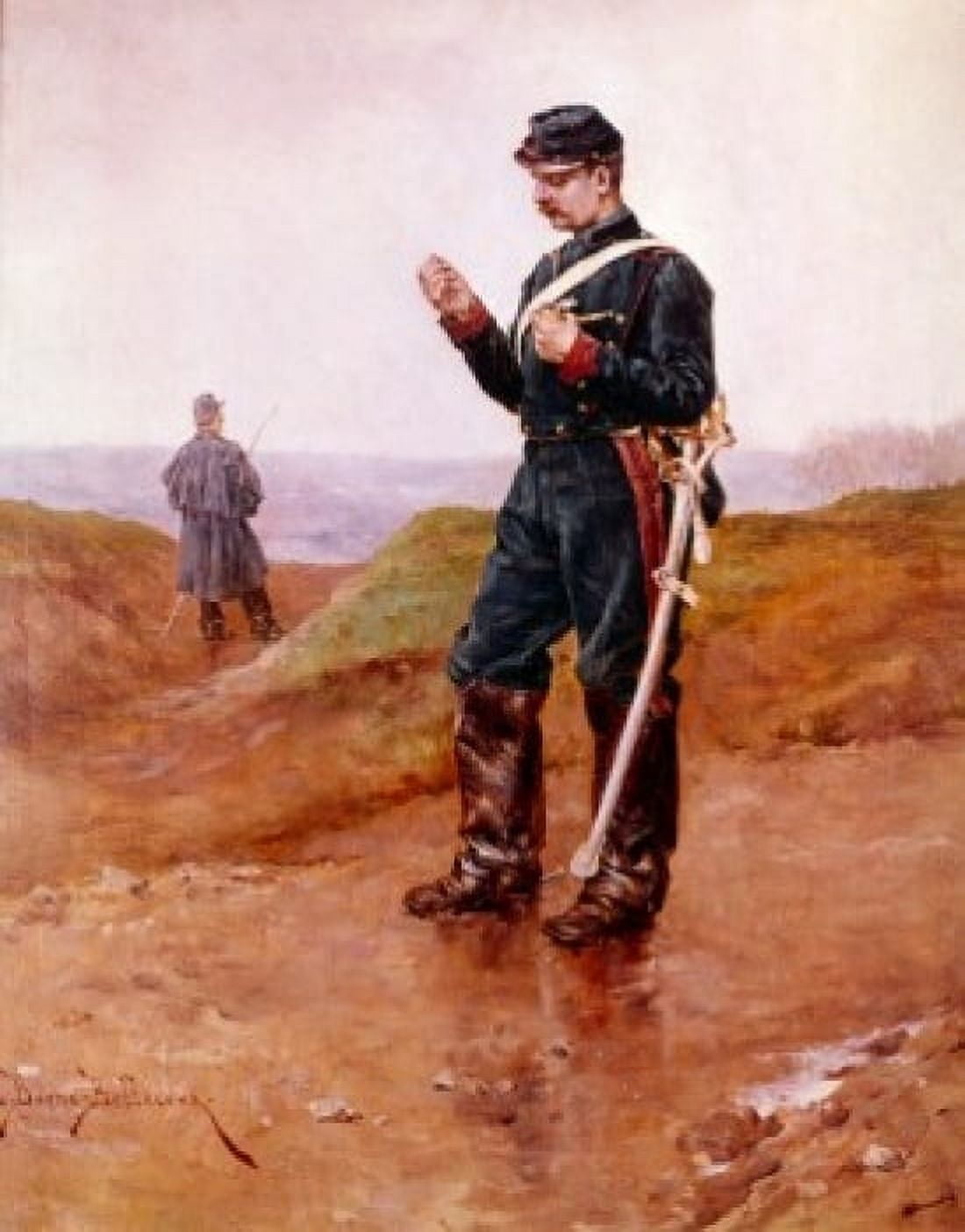 Break The (Prussian Infantry Man Smoking) Berne-Bellecour Etienne P (1838-1910French) Canvas Art - Etienne P Berne-Bellecour (24 x 36)