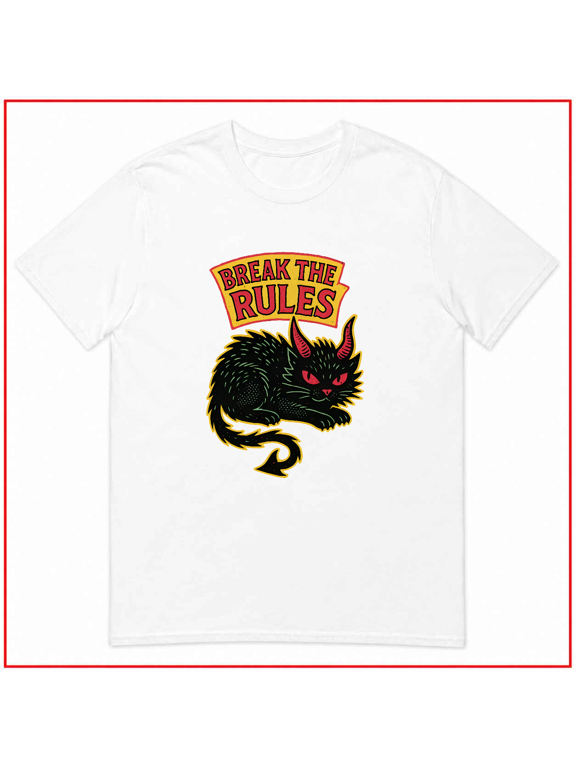 Break The Rules Devil Cat Rebel Retro Punk Rock Unisex T Shirt V90059 Size S- 5XL