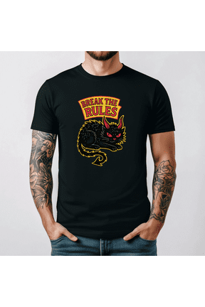 Break The Rules Rebel Devil Cat Retro Punk Unisex T-Shirt S- 5XL