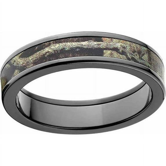 Break Up Infinity Men's Camo Black Zirconium Ring with Polished Edges and Deluxe Comfort Fit