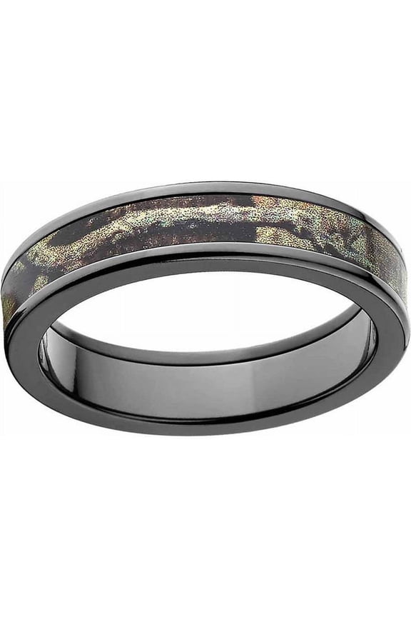 Break Up Infinity Men's Camo Black Zirconium Ring with Polished Edges and Deluxe Comfort Fit