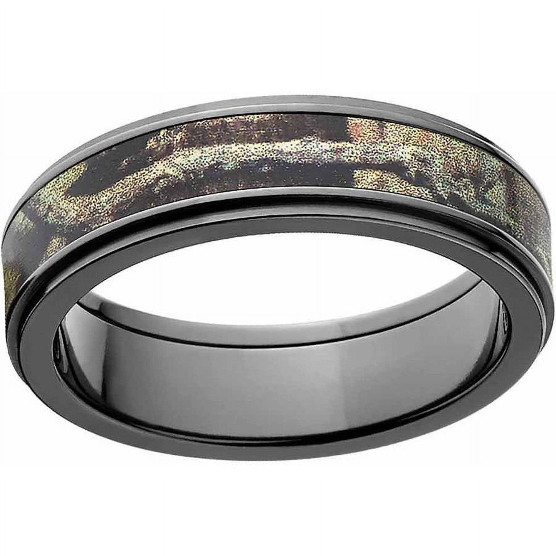 Break Up Infinity Men's Camo Black Zirconium Ring with Polished Edges and Deluxe Comfort Fit