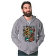 thumbnail image 1 of Break the Rules Japanese Mask Tattoo Unisex Fleece Graphic Zip Up Hoodie Brisco Brands 2X, 1 of 5