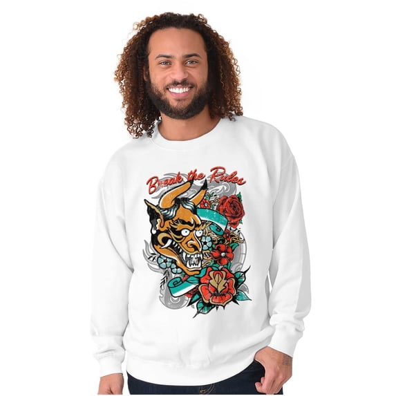 Break the Rules Japanese Mask Tattoo Unisex Plus Fleece Graphic Sweatshirt Brisco Brands 5X
