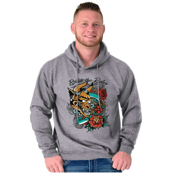 Break the Rules Japanese Mask Tattoo Unisex Plus Fleece Graphic Hoodie Brisco Brands 5X