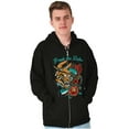 thumbnail image 1 of Break the Rules Japanese Mask Tattoo Unisex Fleece Graphic Zip Up Hoodie Brisco Brands 2X, 1 of 5