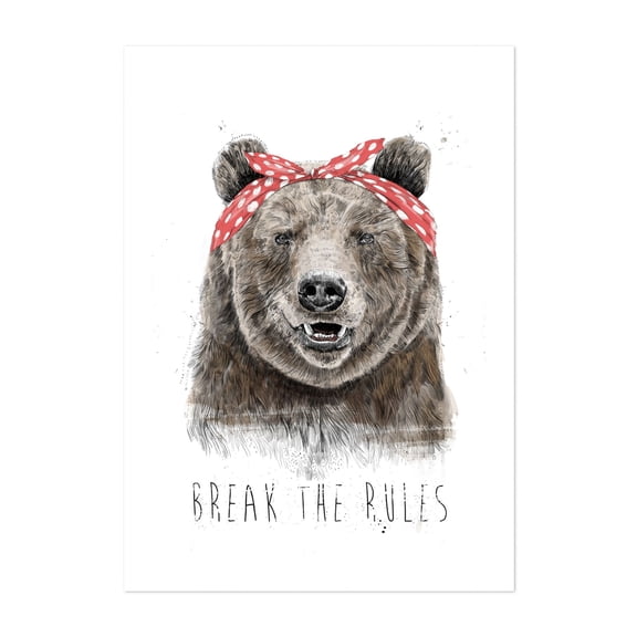 Break the rules - Illustration Humor Animal Quote Wildlife Modern Art Whimsical Unframed Wall Art Print 4 x 6 inches