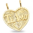 thumbnail image 1 of Breakable Heart Te Amo Pendant Solid 14k Yellow Gold His & Hers Love Charm Couple Sharing 20 x 22 mm, 1 of 1