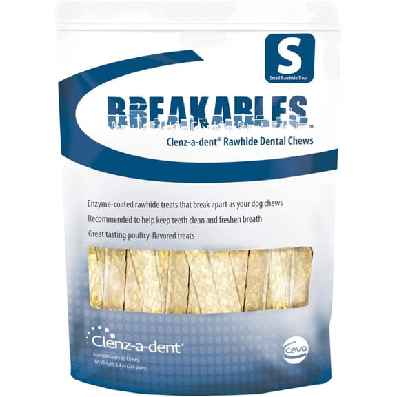 Ceva Clenzadent Breakables Rawhide Chews for Dogs Small 30CT