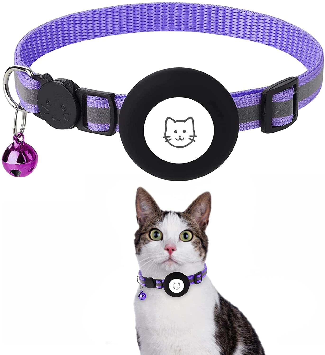 Breakaway Airtag Cat Collar, Reflective Apple Air Tag Cat Collar with