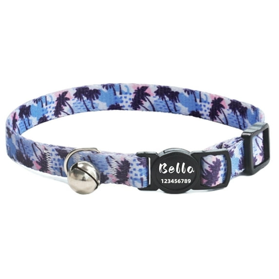Breakaway Cat Collar with Bell & Cute Pet Engraved Collars, Personalized Engraving Kitten Collars with Safety Buckle for Cats, Puppies and Small Pet, Adjustable 8-12 Inch, B