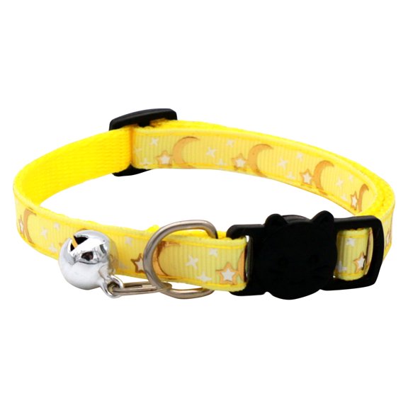 Breakaway Cat Collar With Bell Star Pendant, Cute Adjustable Safe Collar With Glow In The Dark After Sun Exposure, High Quality Durable Comfortable Nylon 6.9-10.7 Inches Length