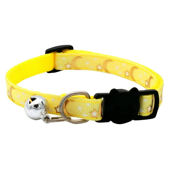 Breakaway Cat Collar With Bell Star Pendant, Cute Adjustable Safe Collar With Glow In The Dark After Sun Exposure, High Quality Durable Comfortable Nylon 6.9-10.7 Inches Length