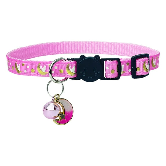 Breakaway Cat Collar, Kitten Collar with Bell and Moon Star Pendant, Reflective Pet Collar, Cute Kitty Collar, 7-9inch Adjustable Quick Release Buckle Pet Collar for Small Cats & Pets