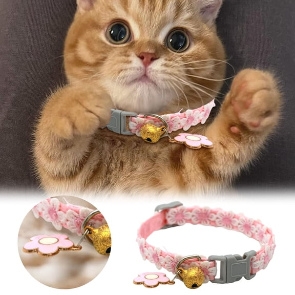 Breakaway Cat Collar With Bell & Pendant Adjustable Cute Cat Neck Collar For Small Cats & Kittens(Blue-35Cm)
