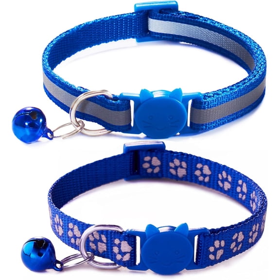 Breakaway Cat Collar with Bells, [2 Pack] Break Away Kitten Collar with Bells, Reflective Cat Collar for Girl Cats Kitty