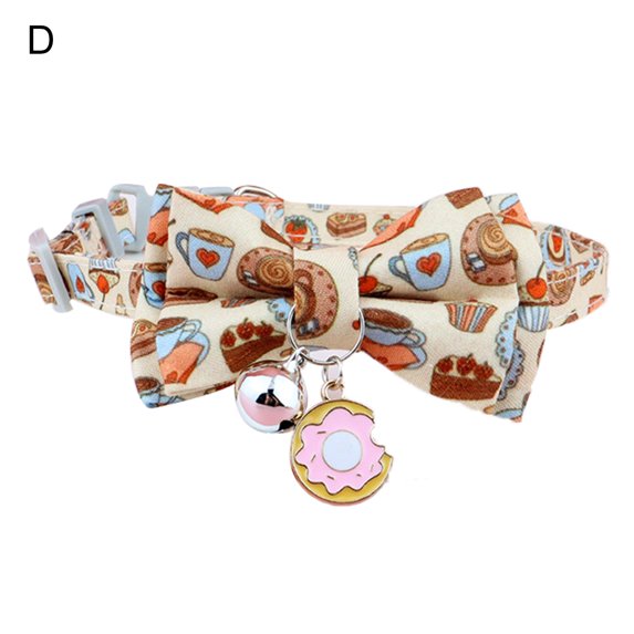 Breakaway Cat Collar with Bow Tie and Bell, Cute Floral Patterns, Kitty Adjustable Safety Collars for Cats or Small Dogs