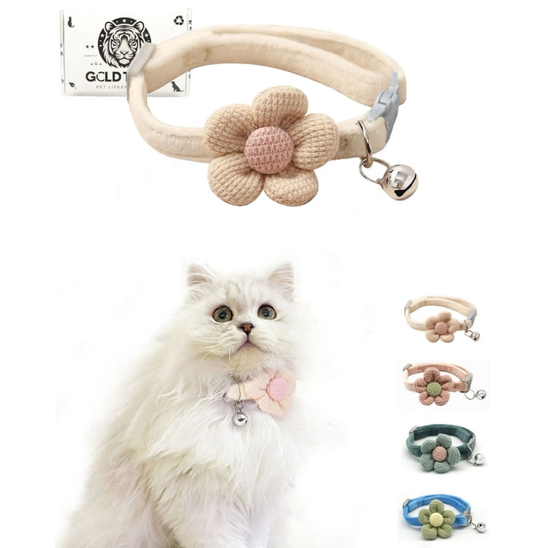 Breakaway Cat Collar with Flowers Cute Cat Collar with Bells Cat
