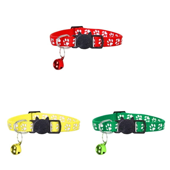 Breakaway Cat Collars with Bells, Adjustable Reflective Safety Kitten Collars with Star Moon Paw Print Designs, Secure Buckle Pet Collars for Indoor Outdoor Cats and Small Dogs