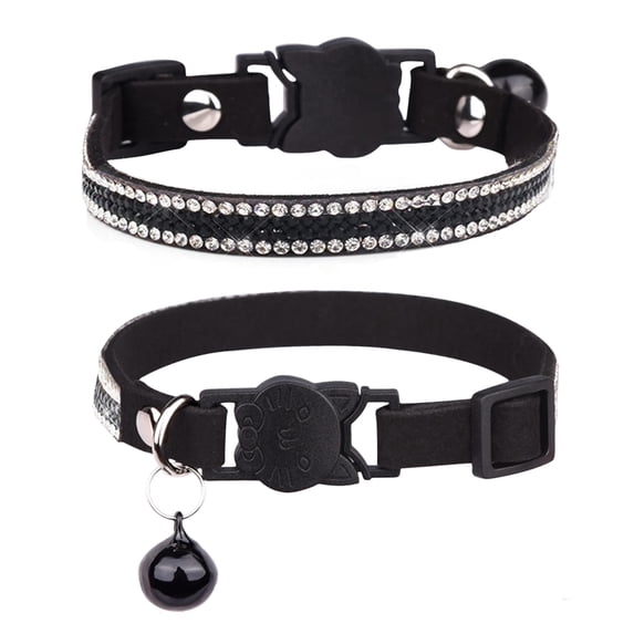Breakaway Cat Collars with Bell,Adjustable Safe Kitten Collar,Cat Collars for Girl Cats with Rhinestone Soft Velvet