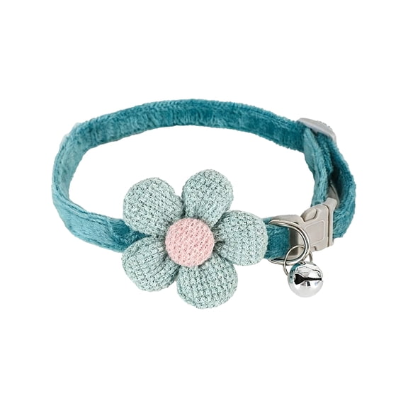 Breakaway Cat Collars with Bells, Adjustable Safety Kitty Collars for Cats Puppy and Small Pets,Flower Design,7.09-11.81 Inch,Green.