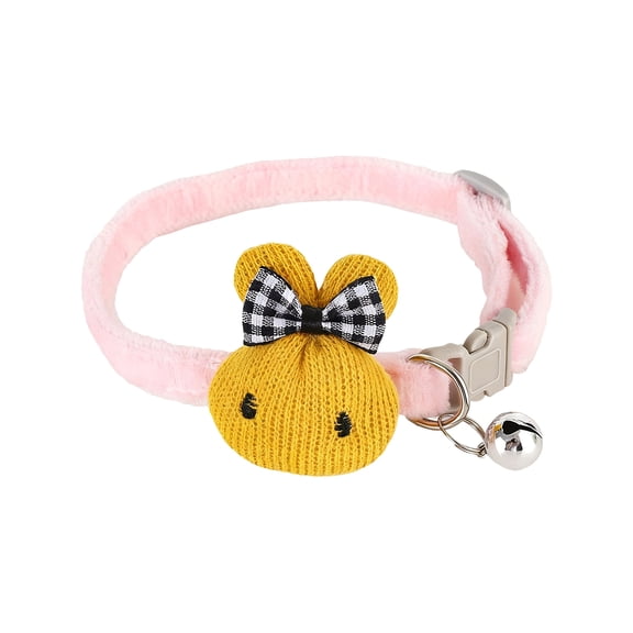 Breakaway Cat Collars with Bells, Adjustable Safety Kitty Collars for Cats Puppy and Small Pets,Rabbit With Bow Design,7.09-11.82 Inch,Pink.