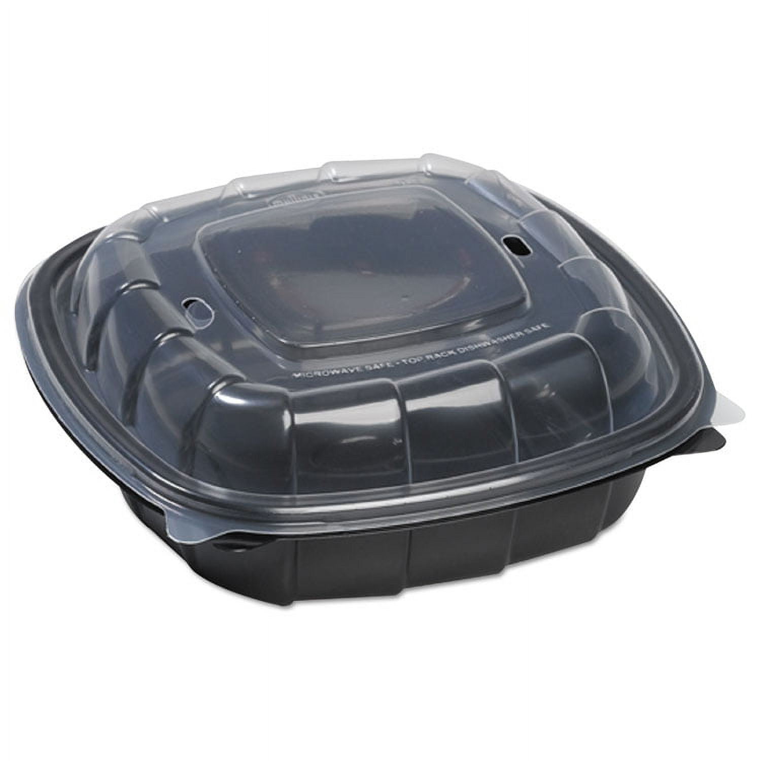 Breakaway Hinged Poly Food Containers, Black/clear, 38.9 Oz, 8x8x2 1/