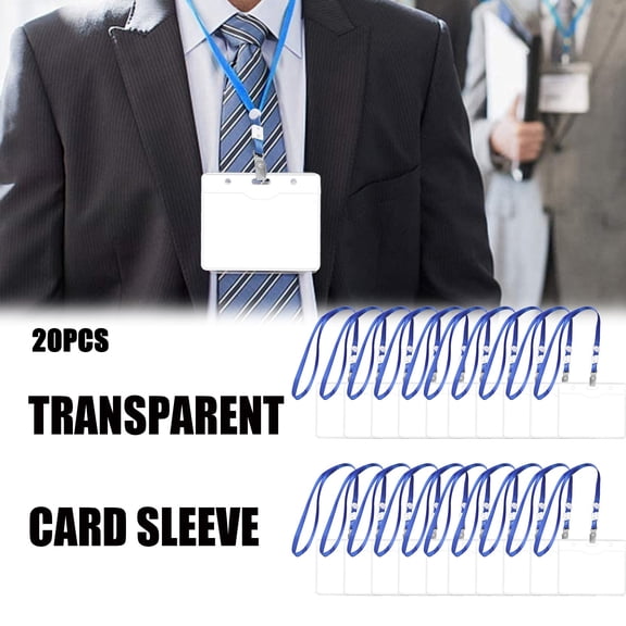 Breakaway Lanyards ID Holder Clear Name Card Case with Lanyards Plastic Blue