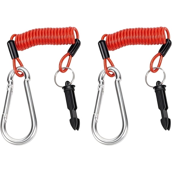 Breakaway Trailer & Boat Cable, RV Emergencys Brake Cable, 4ft | Stainless Steel Spring Towing Coiled Wire Safety Straps Ground Clip with Nylon Pin for Towing Brake Controller(2Pcs)lxf