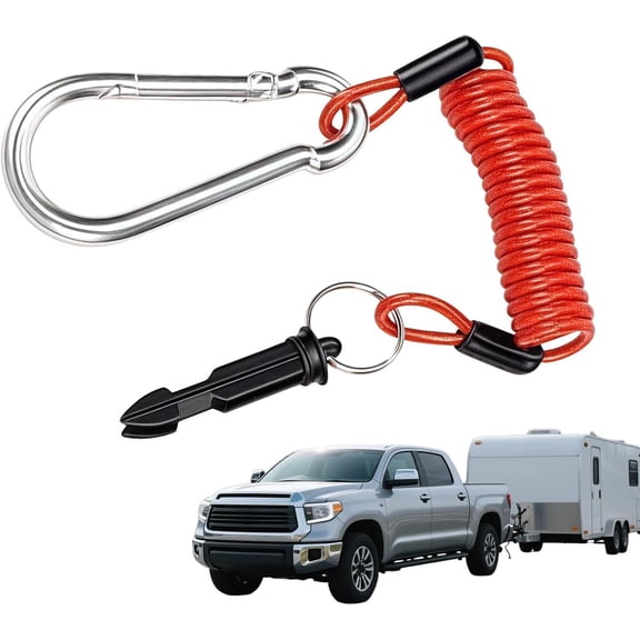 Breakaway Trailer & Boat Cable, RV Emergencys Brake Cable, 6ft | Stainless Steel Spring Towing Coiled Wire Safety Straps Ground Clip with Nylon Pin for Towing Brake Controller(1Pcs)lxf