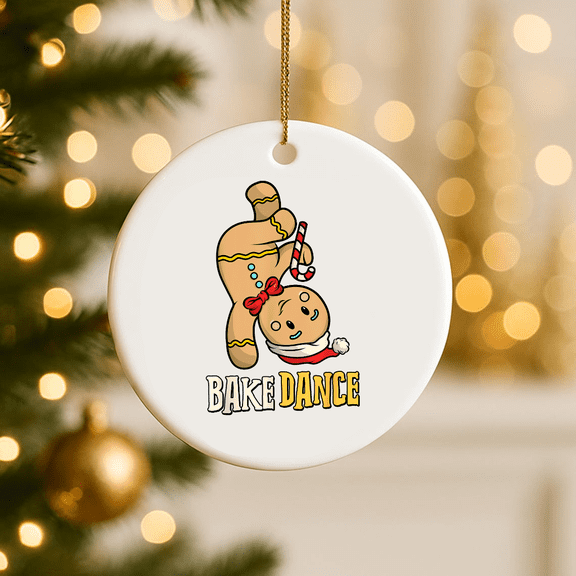 Breakdance B-B-Santa Gingerbread Street Dance Christmas 2D FLAT Ceramic Ornament