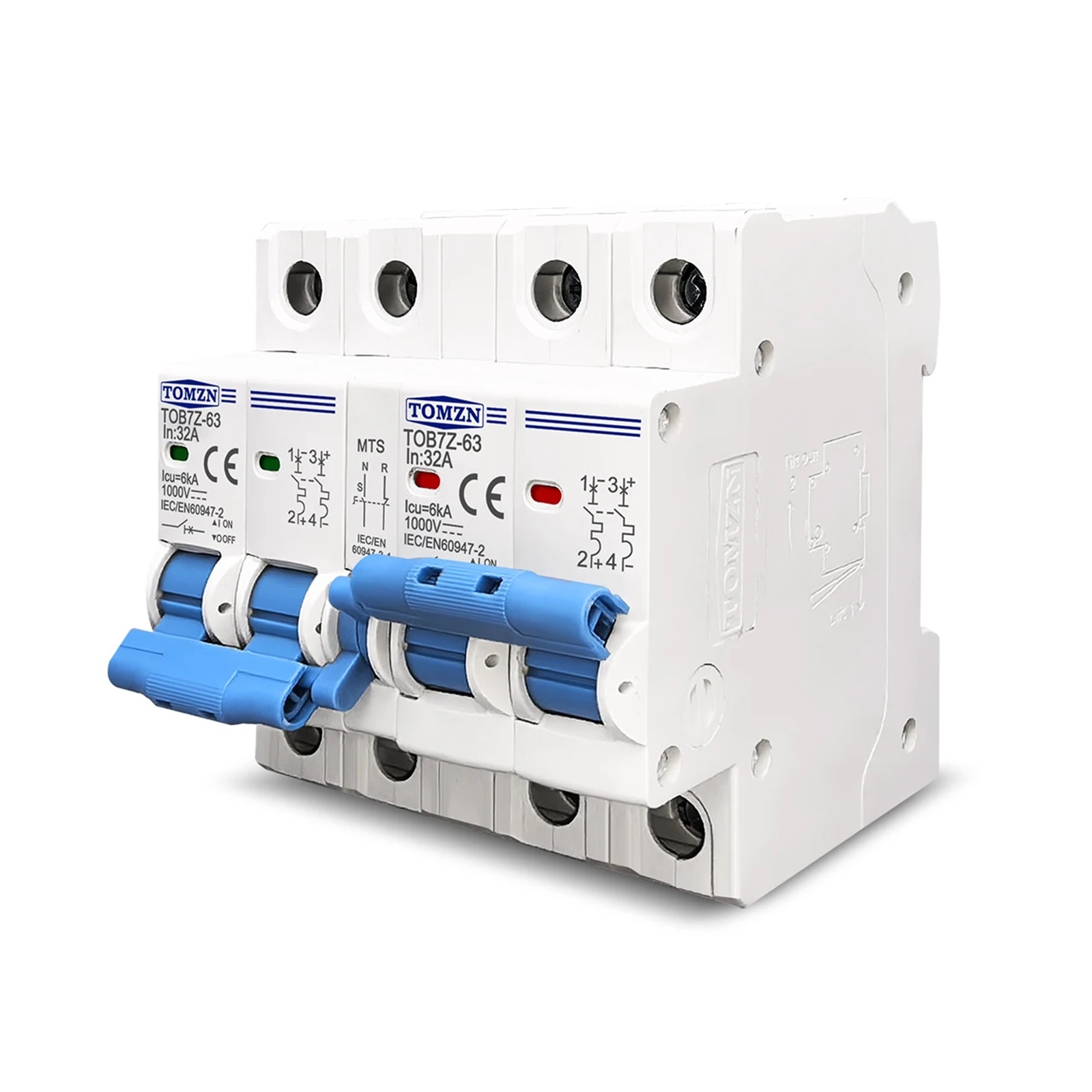 Breaker 2P plus 2P DC MTS Dual power Manual transfer switch Circuit MCB for PV system 2P+2P