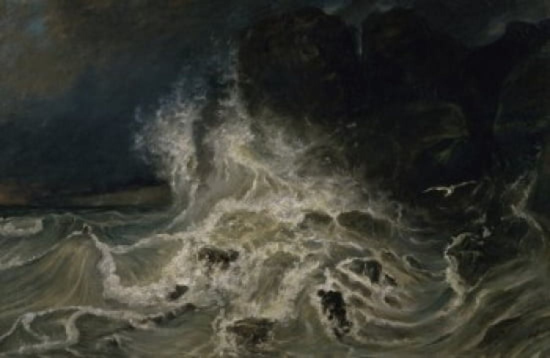 Breakers at the Granville Point (Les Brisants a la Pointe de Granville) Paul Huet (1803-1869French) Musee du Louvre Paris Canvas Art - Paul Huet (18 x 24)