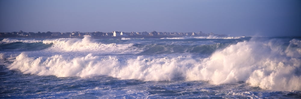 Breakers in Saint-Guenole Finistere Brittany France Canvas Art - Panoramic Images (27 x 9)