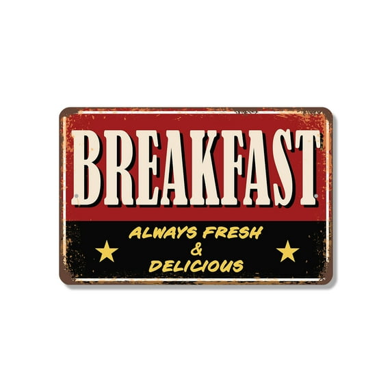 Breakfast 11 Inch x 17 Inch Novelty Plastic Sign Bacon Eggs Coffee Please Durable Weatherproof UV Protected Perfect for Kitchens Diners Cafes Fun Gift for Foodies Cooks Families